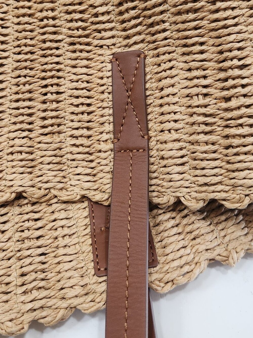 NWT J. Crew Large Straw Tote Bag With Leather Handles - Picture 8 of 9